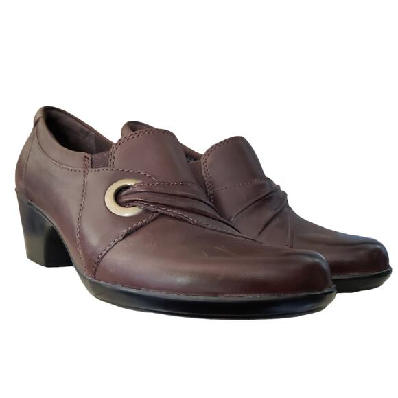 2/20 Clarks Bendables Womens Wish Trance Brown Leather Clogs Booties Shoes - Picture 1 of 9